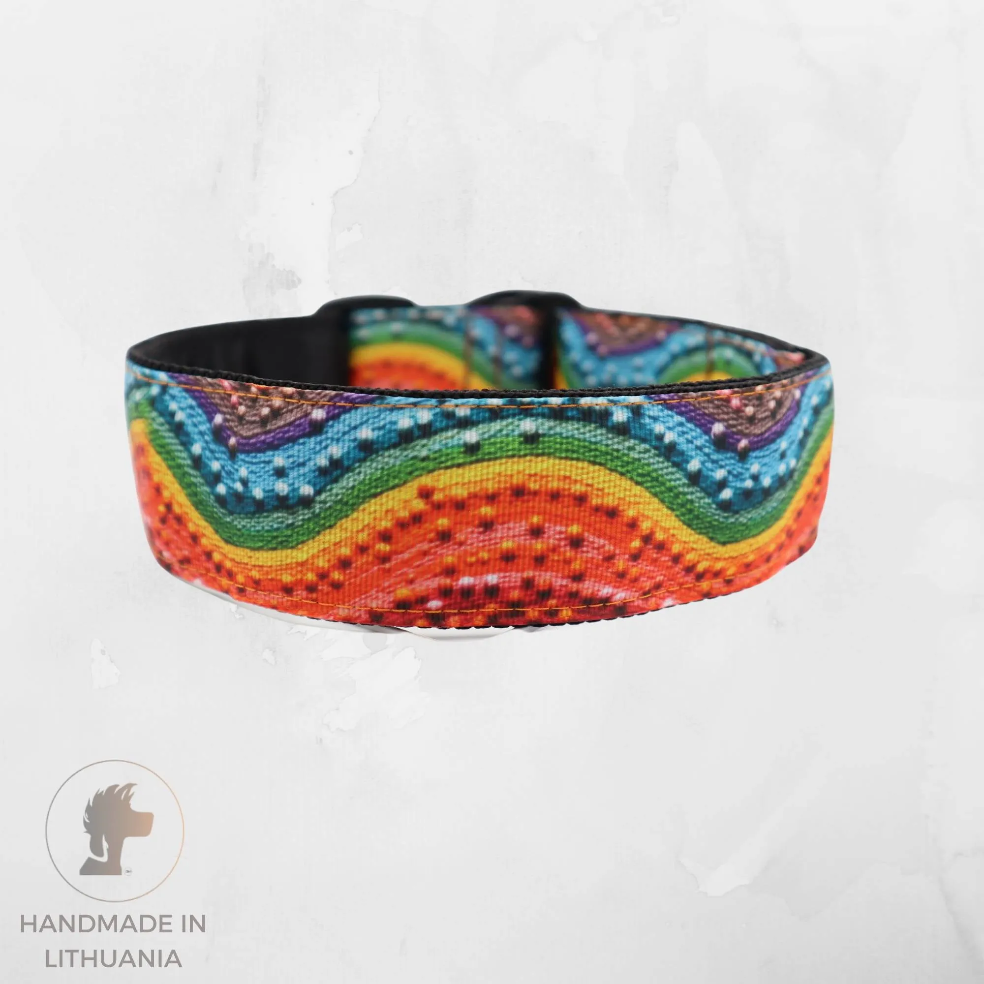 Handmade Dog Collar | Rainbow Waves | Width: 15-20-25-30-40-50 mm