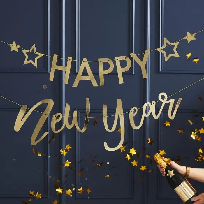 Happy New Year Gold Banner
