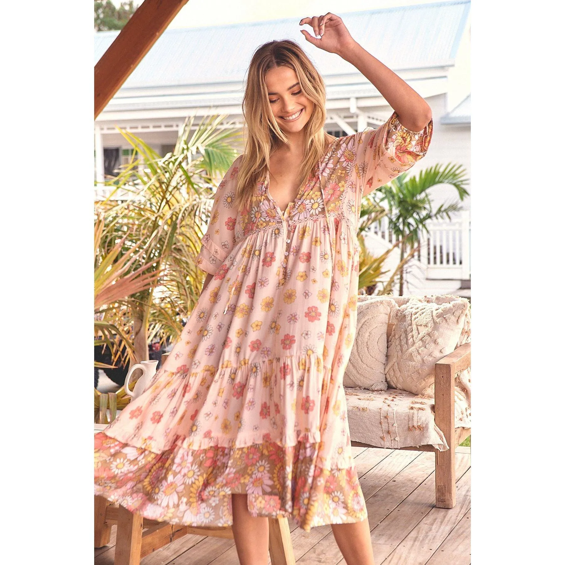 JAASE Daisies Print Monday Midi Dress