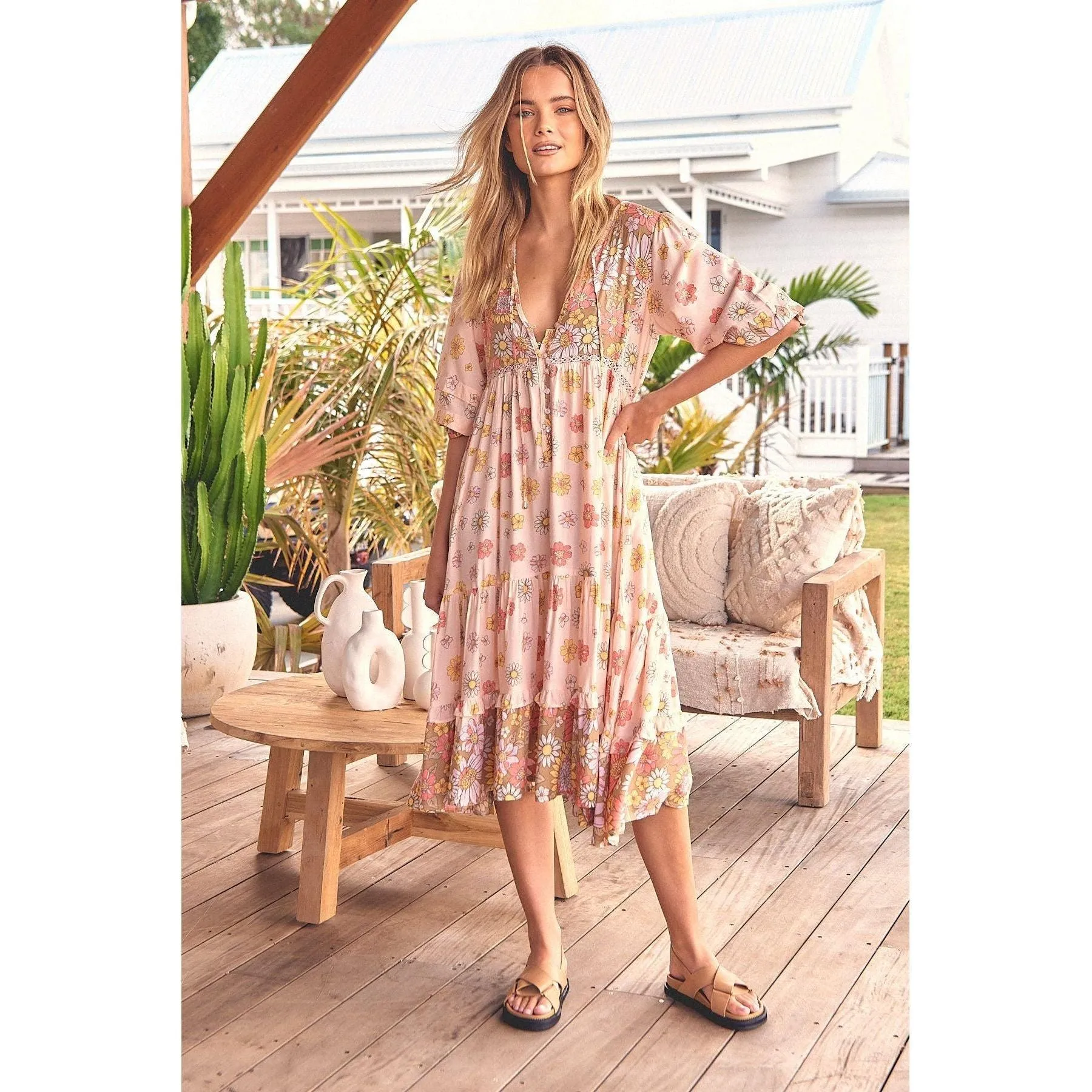 JAASE Daisies Print Monday Midi Dress