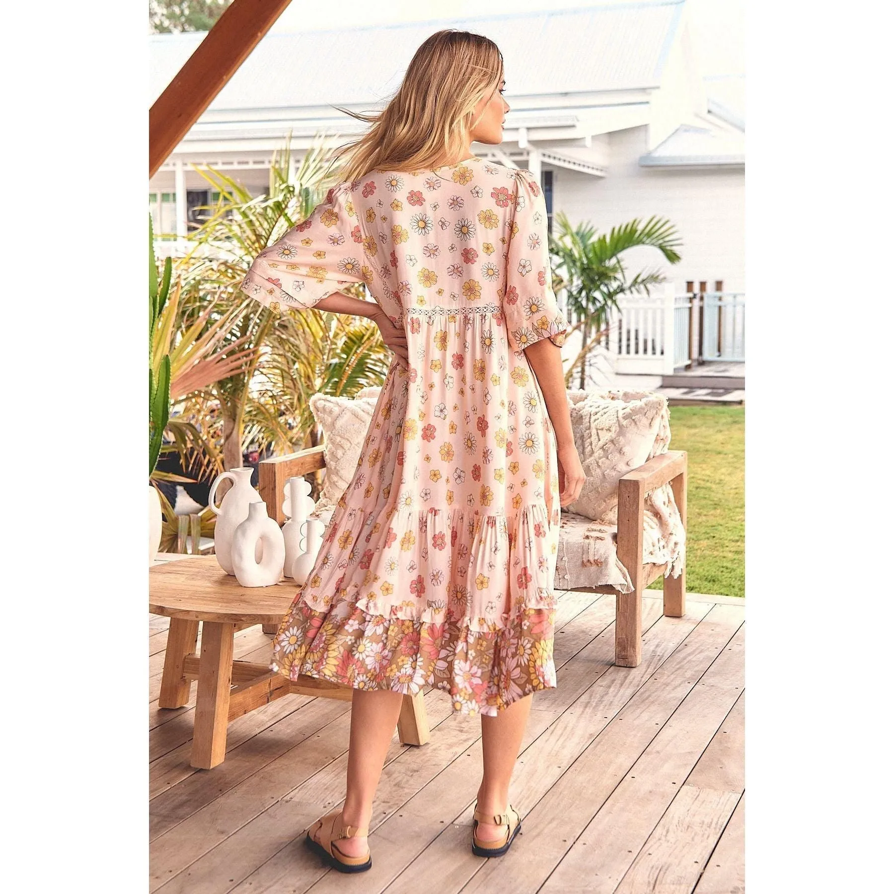 JAASE Daisies Print Monday Midi Dress