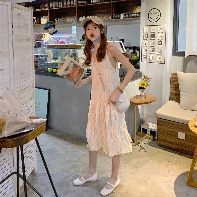 Kawaii Draped Mid-length Slip Dress