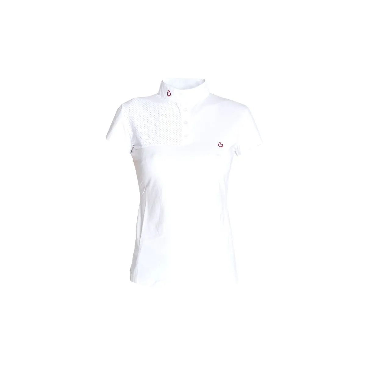 LADIES SUMMER SHOW POLO SHIRT BY CAVALLERIA TOSCANA, STAND UP COLLAR, COL. WHITE