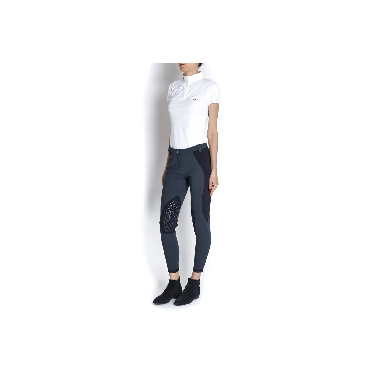 LADIES SUMMER SHOW POLO SHIRT BY CAVALLERIA TOSCANA, STAND UP COLLAR, COL. WHITE