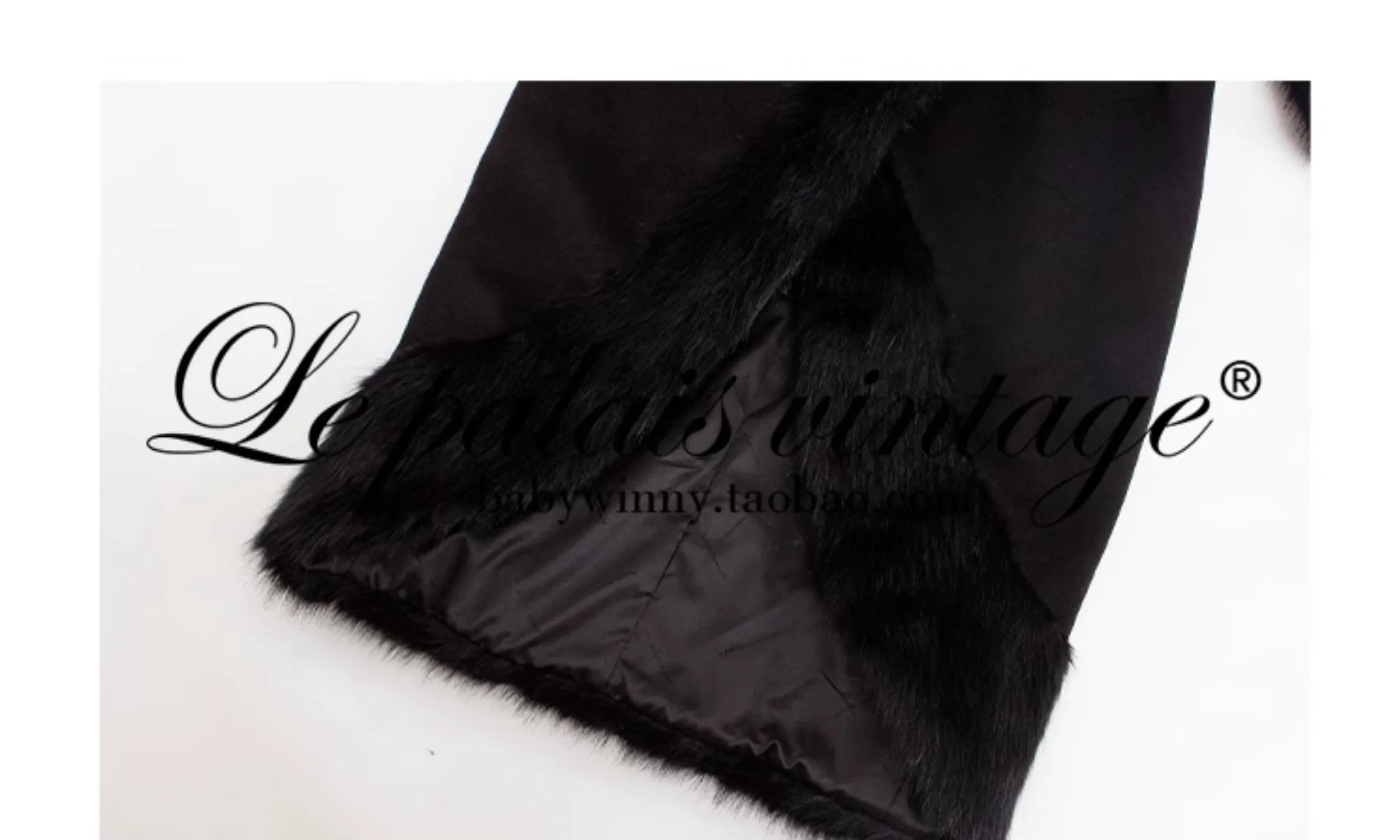 Le Palais Vintage Elegant Black Long Sleeves V-Neck Fox Fur Collar Wrap Jacket-Debra