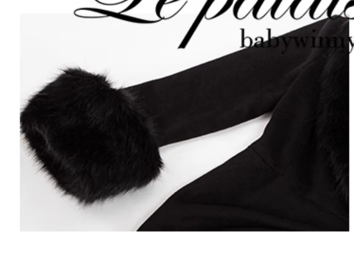 Le Palais Vintage Elegant Black Long Sleeves V-Neck Fox Fur Collar Wrap Jacket-Debra