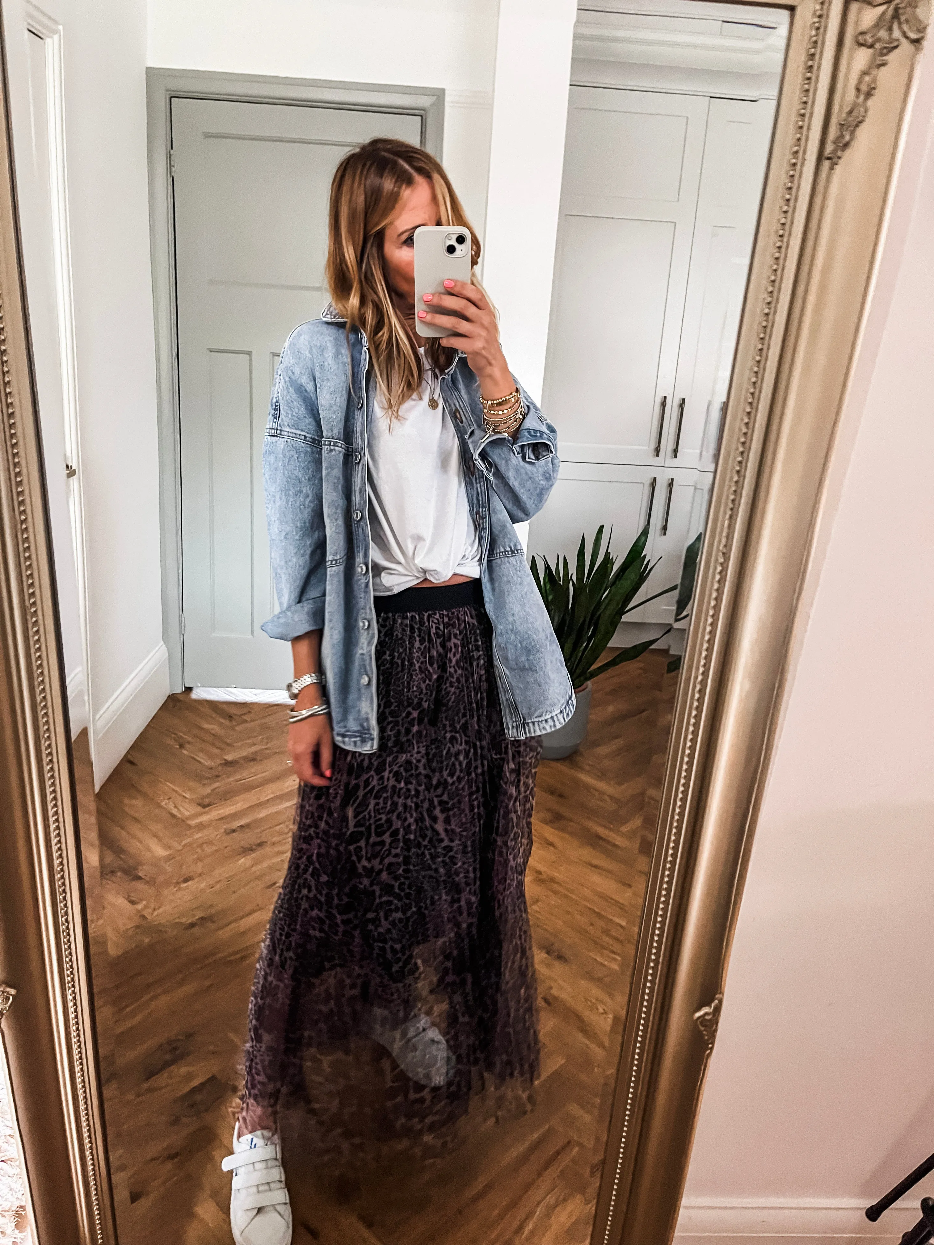 Leopard Print Mesh Skirt