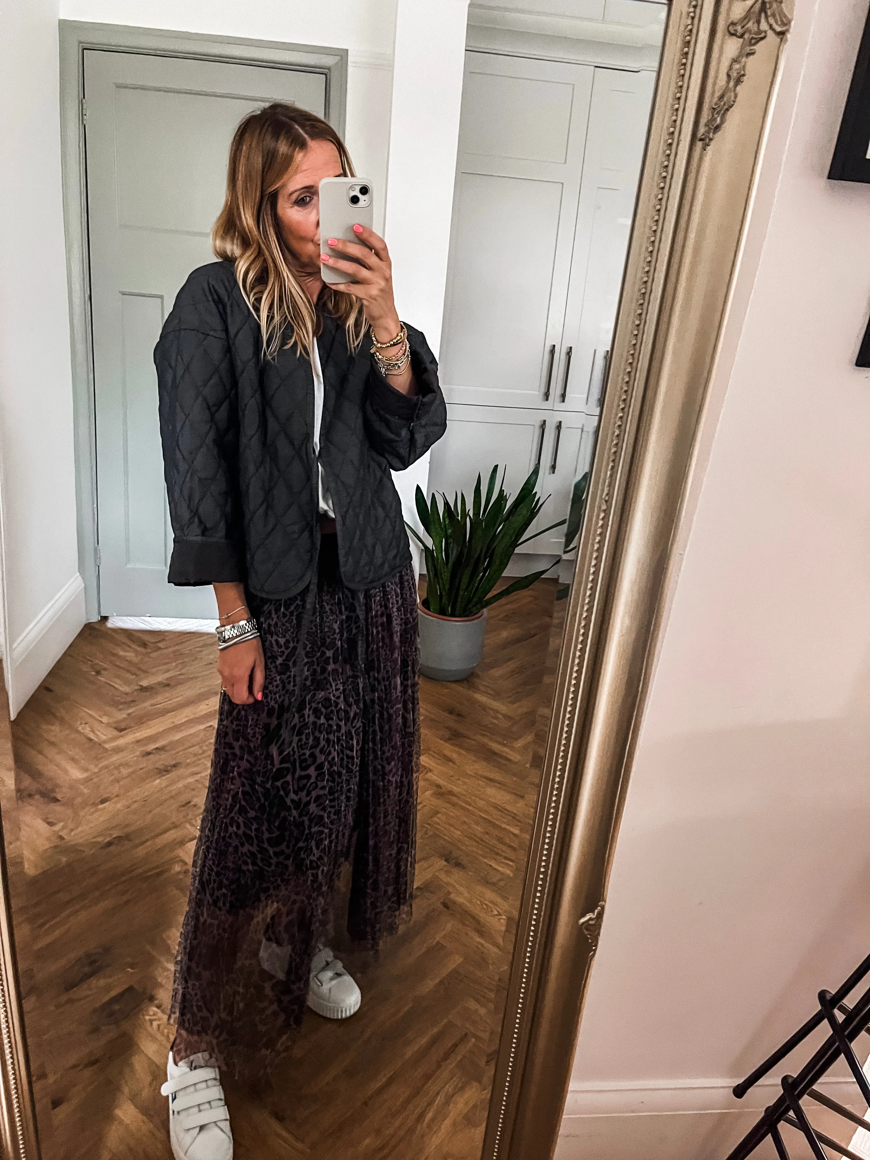 Leopard Print Mesh Skirt