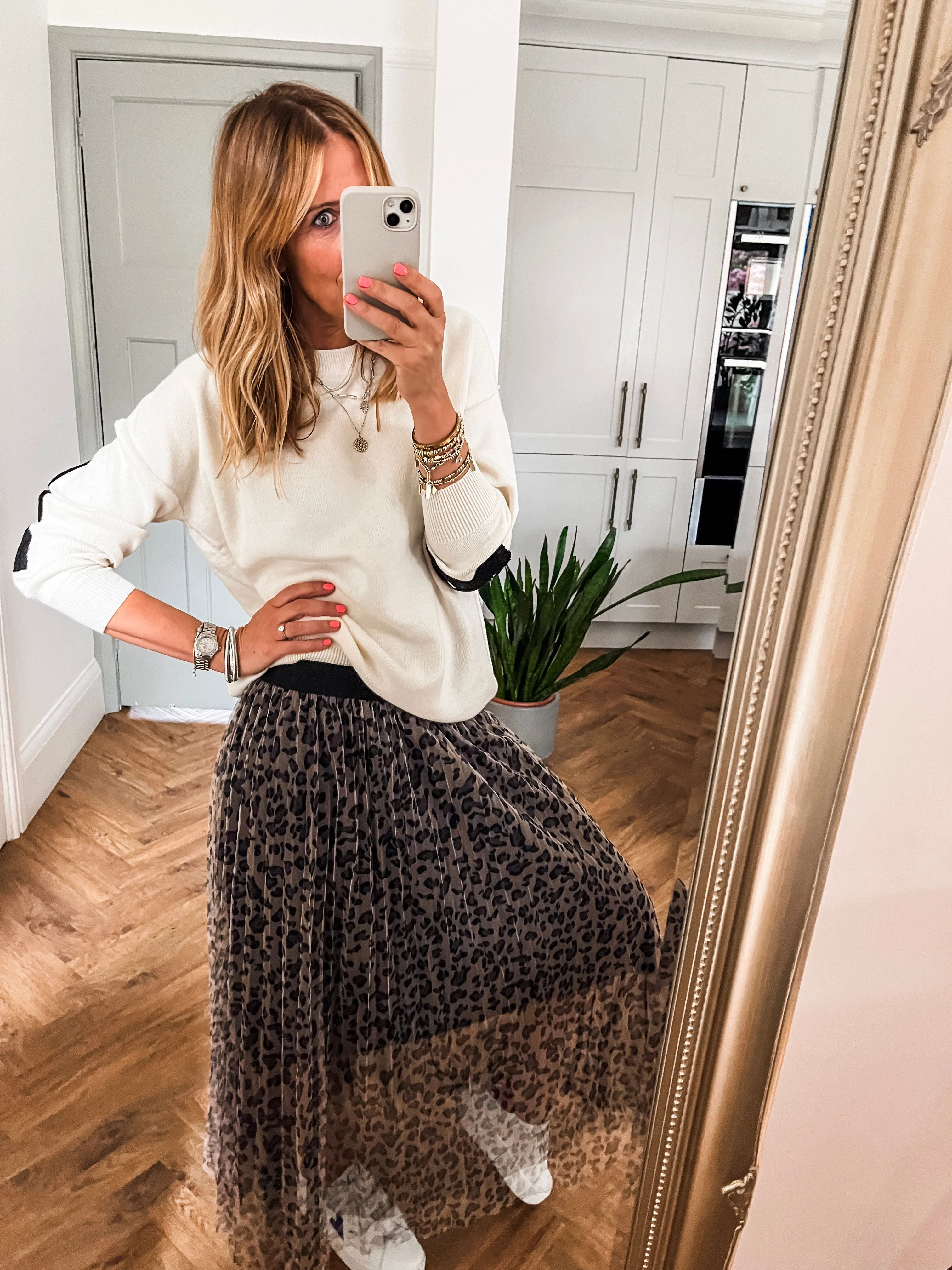 Leopard Print Mesh Skirt