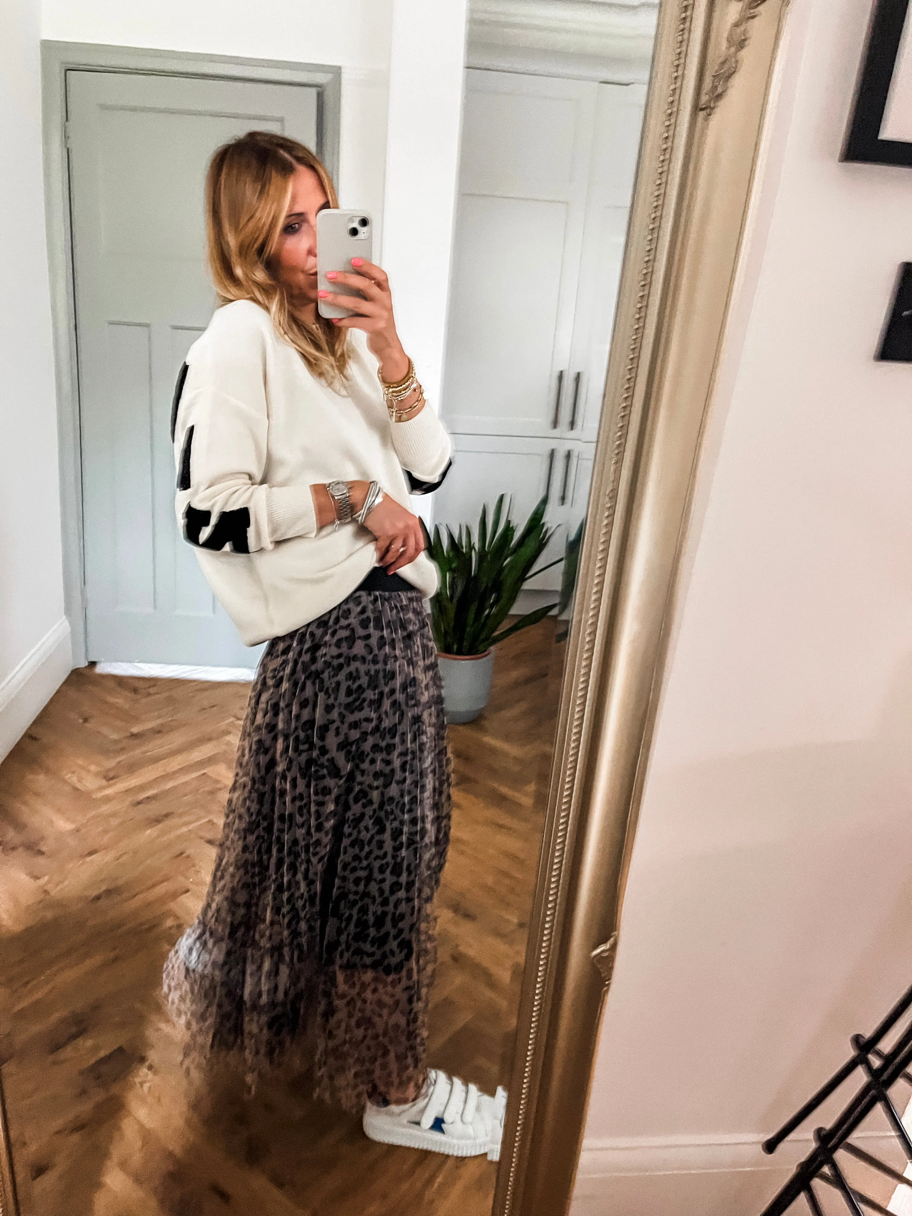 Leopard Print Mesh Skirt