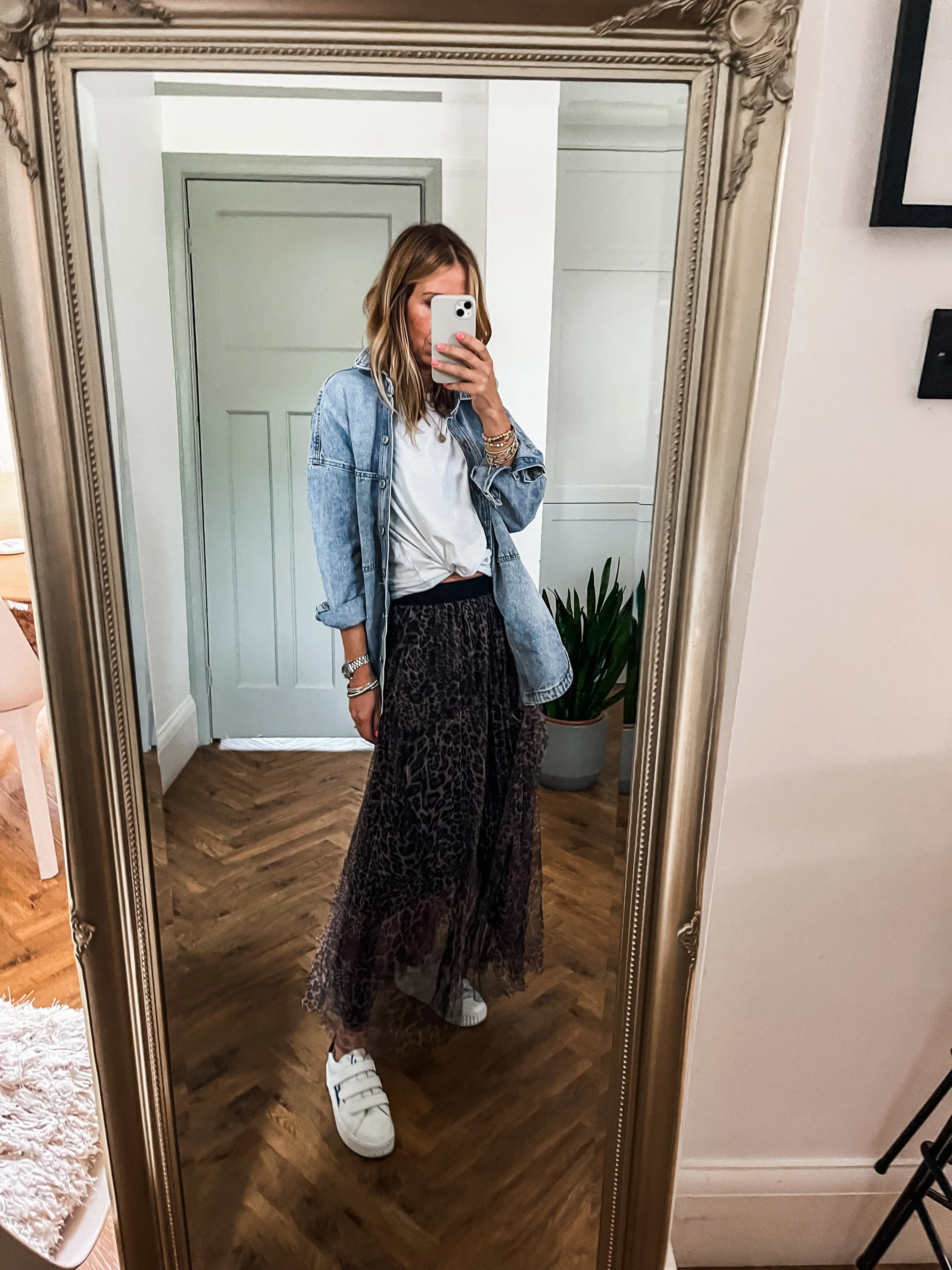 Leopard Print Mesh Skirt