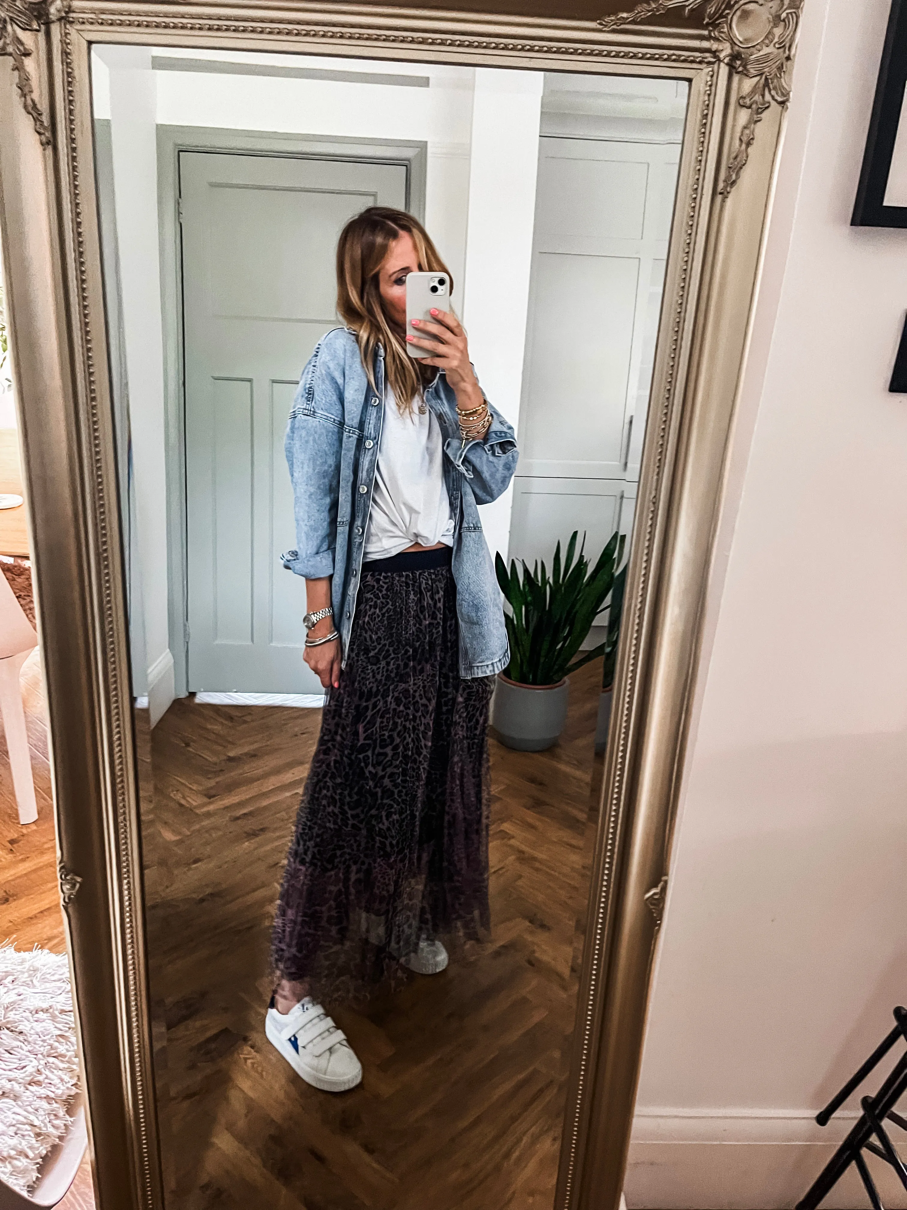 Leopard Print Mesh Skirt