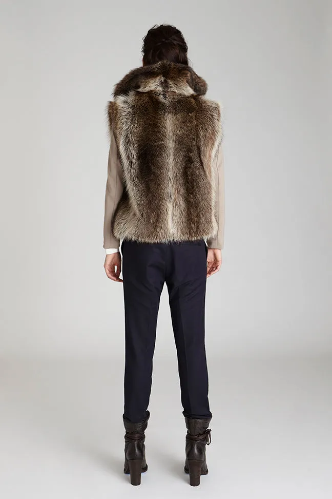 Linden Natural Raccoon Fur Vest