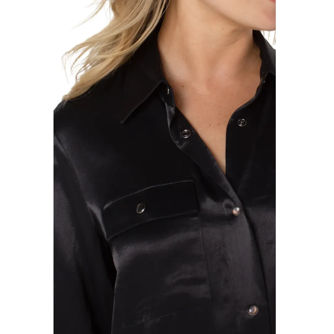 Liverpool Longline Cinch Waist Shaket (Black)