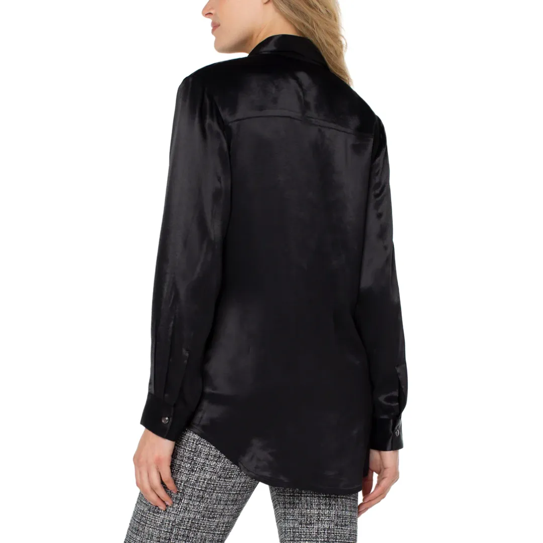 Liverpool Longline Cinch Waist Shaket (Black)