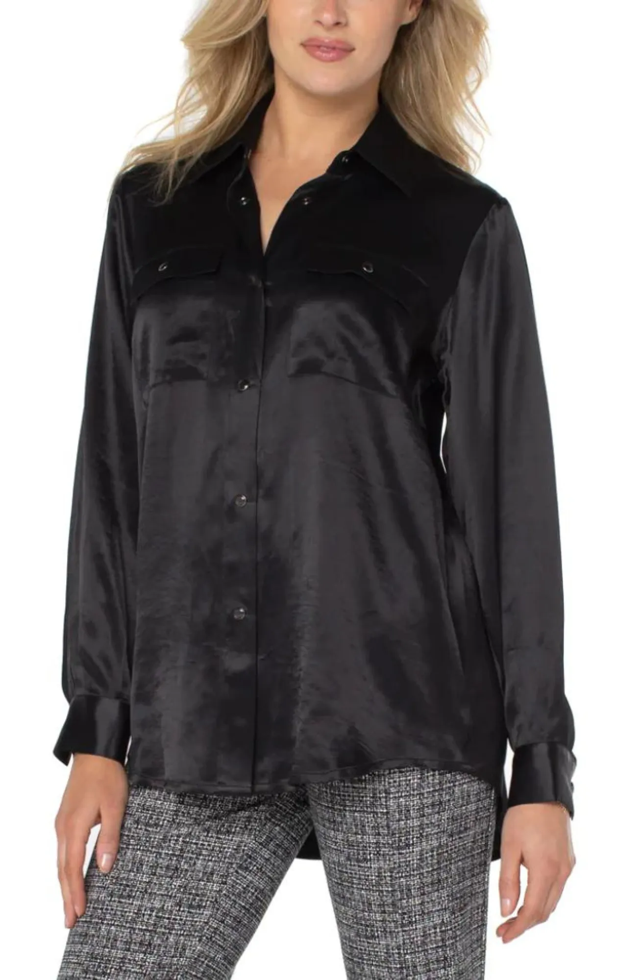 Liverpool Longline Cinch Waist Shaket (Black)