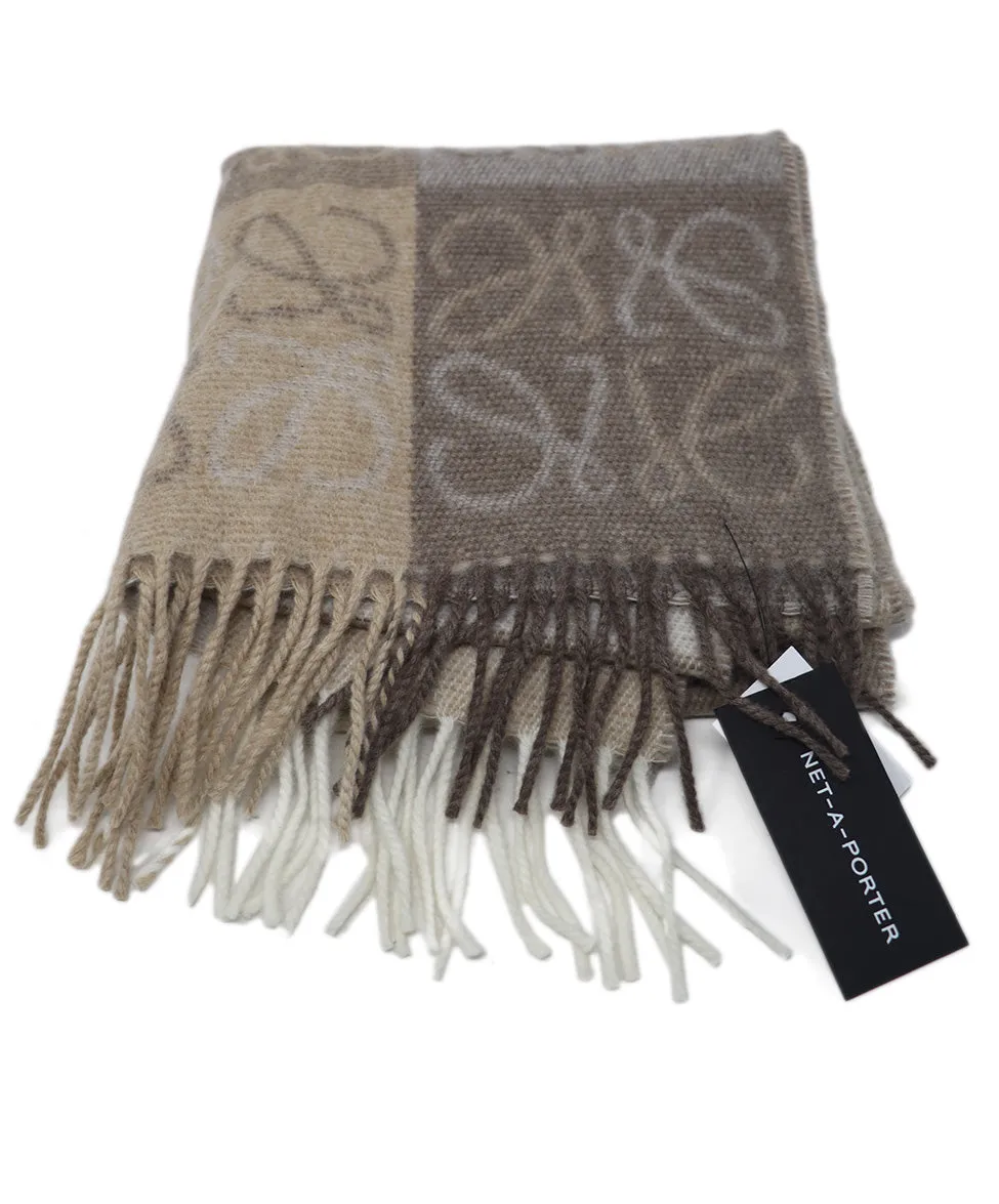 Loewe Beige Print Wool & Cashmere Scarf