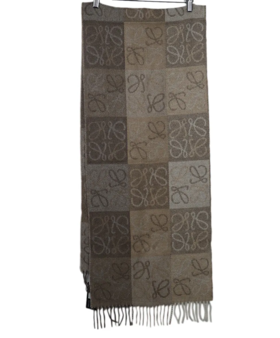 Loewe Beige Print Wool & Cashmere Scarf