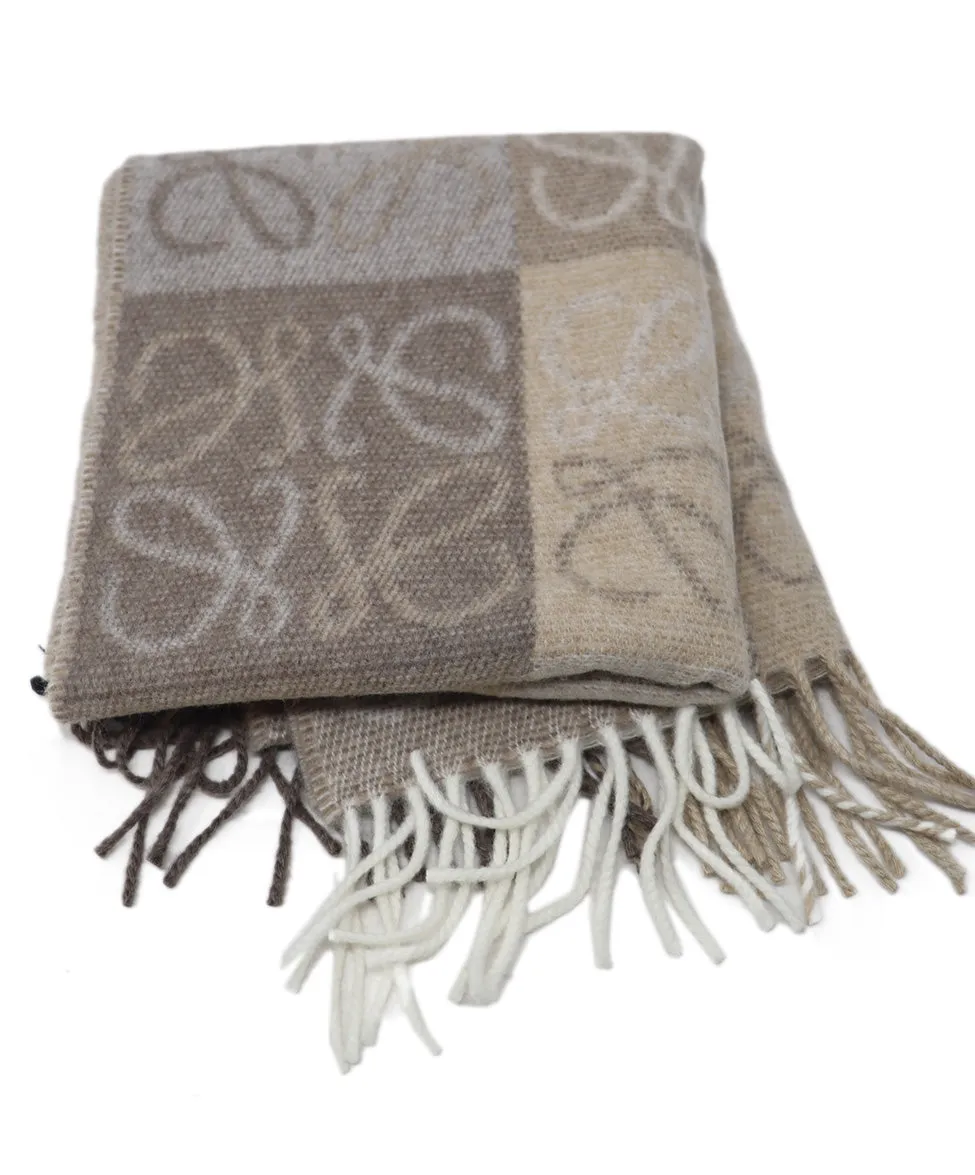 Loewe Beige Print Wool & Cashmere Scarf