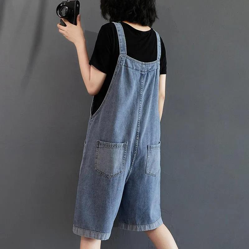 Loose Denim Overall Rompers