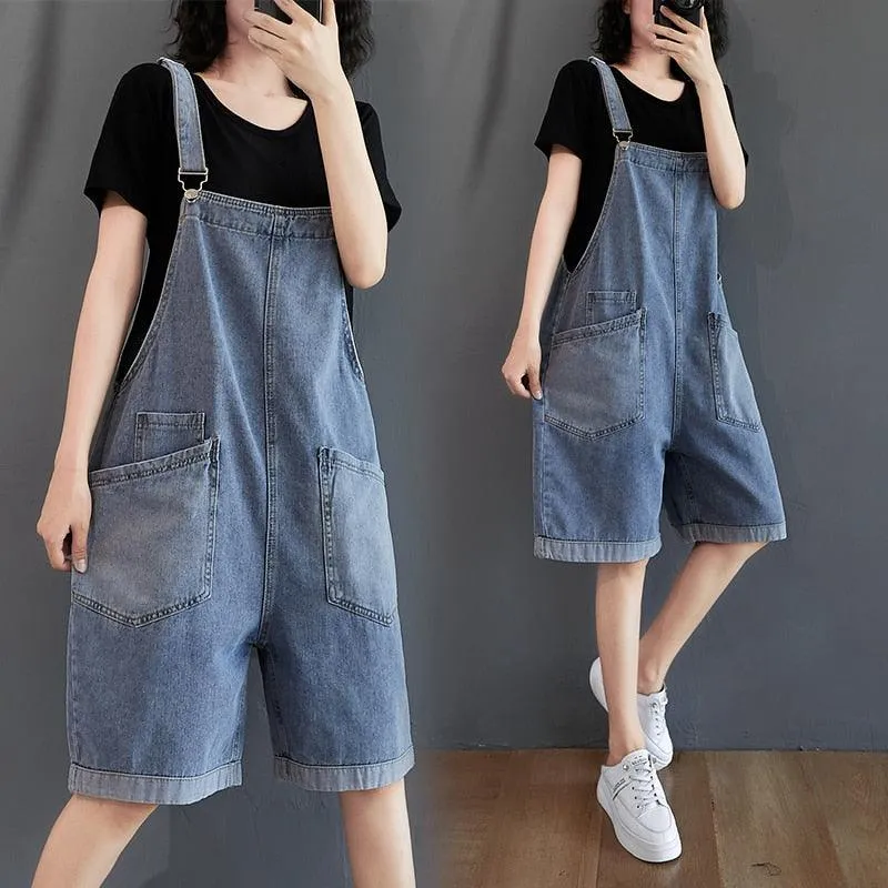 Loose Denim Overall Rompers