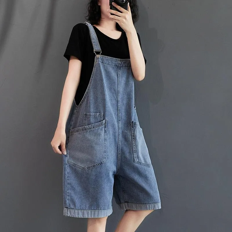 Loose Denim Overall Rompers