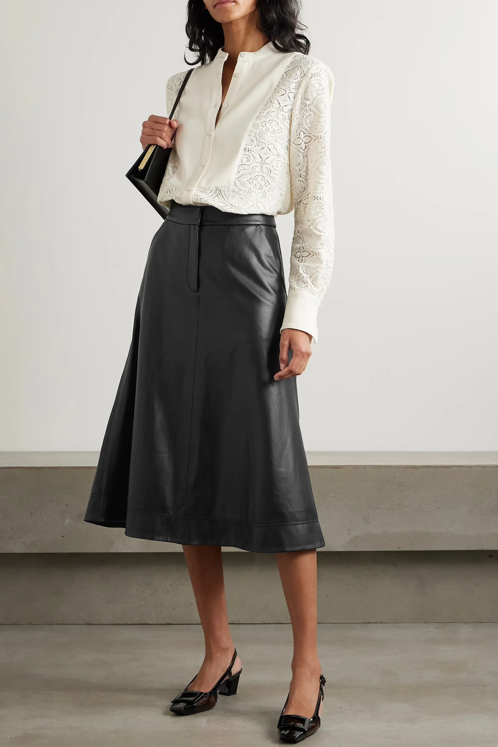 Louise Faux Leather Midi Skirt