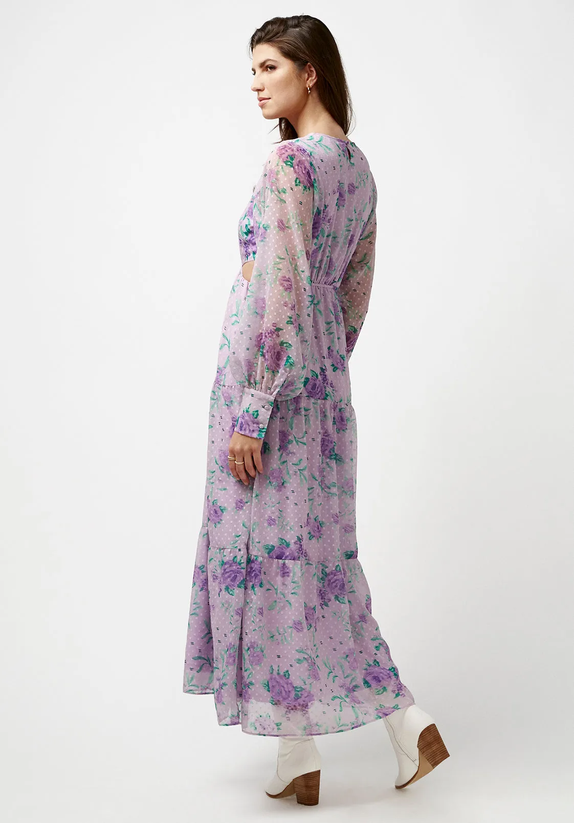 Marceline Women's Cut Out & Tiered Dress in Purple Floral - WD0531P