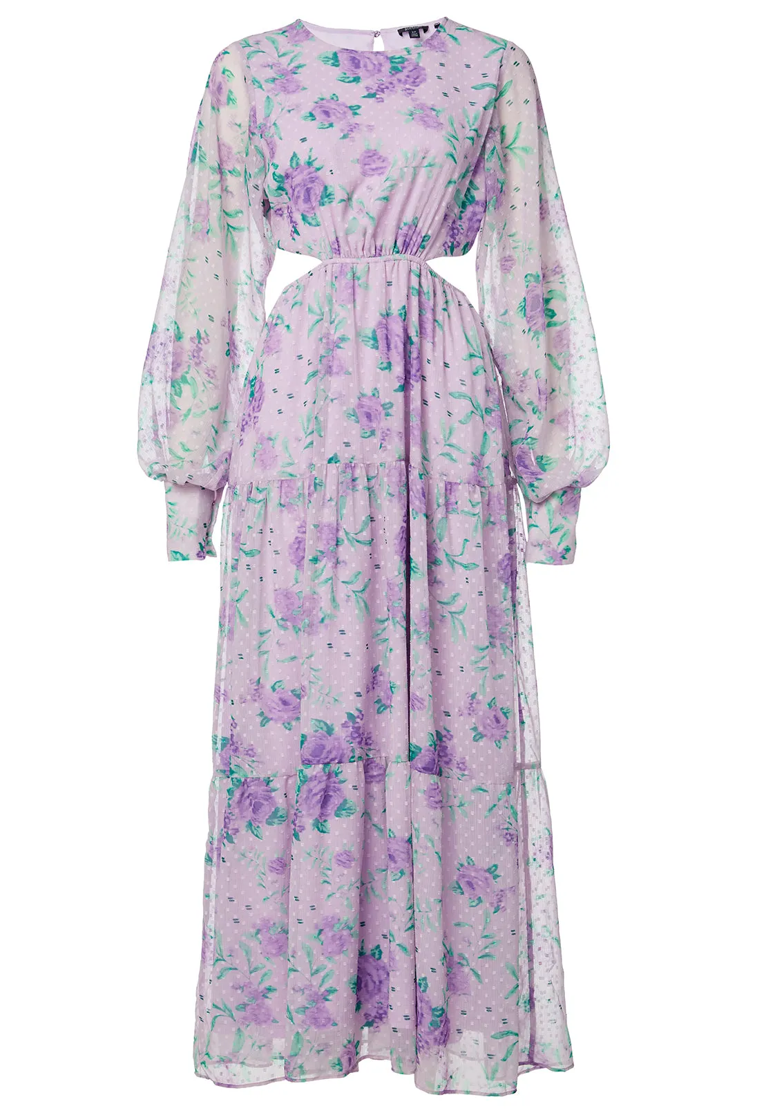 Marceline Women's Cut Out & Tiered Dress in Purple Floral - WD0531P