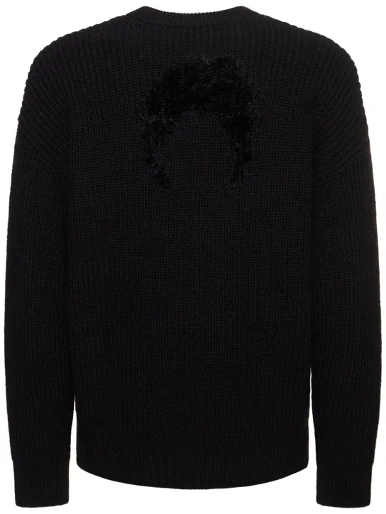 Marine Serre   Fluffy Moon wool knit crewneck sweater 