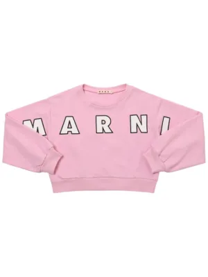 Marni Junior   Cotton crewneck sweatshirt w/logo 