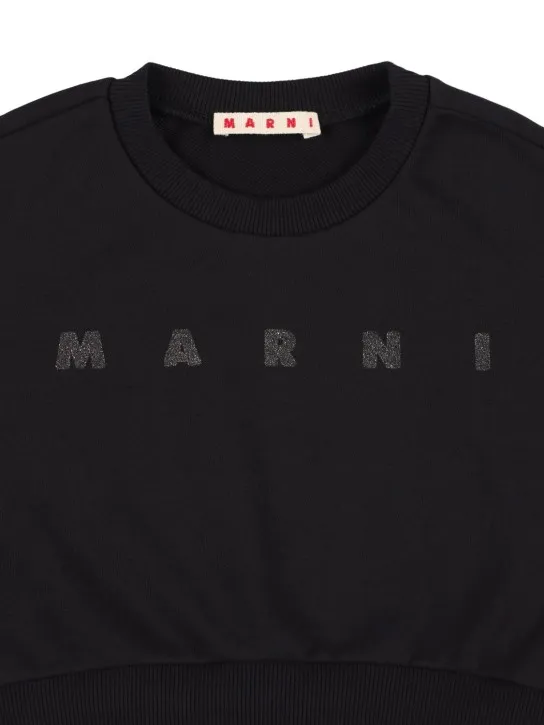 Marni Junior   Embellished logo cotton crop sweatshirt 