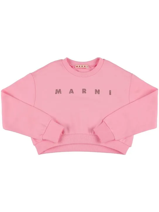 Marni Junior   Embellished logo cotton crop sweatshirt 