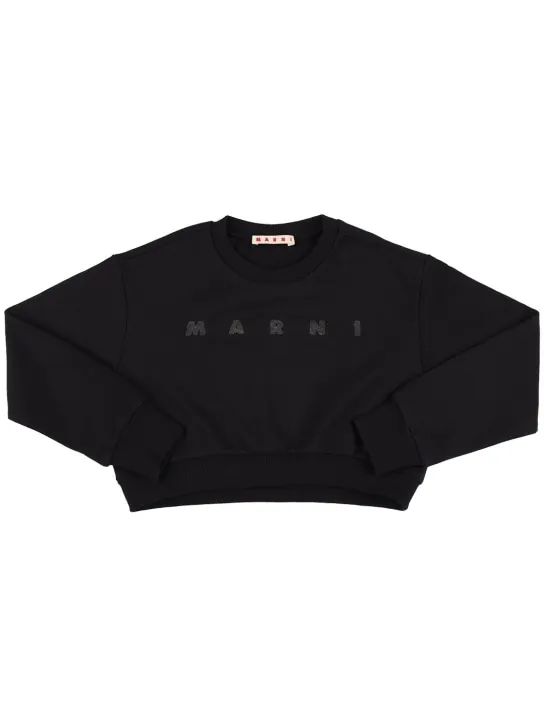 Marni Junior   Embellished logo cotton crop sweatshirt 