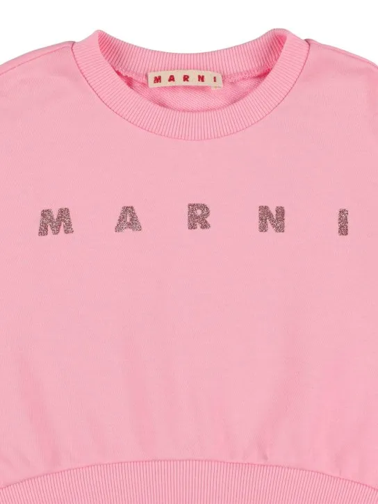 Marni Junior   Embellished logo cotton crop sweatshirt 