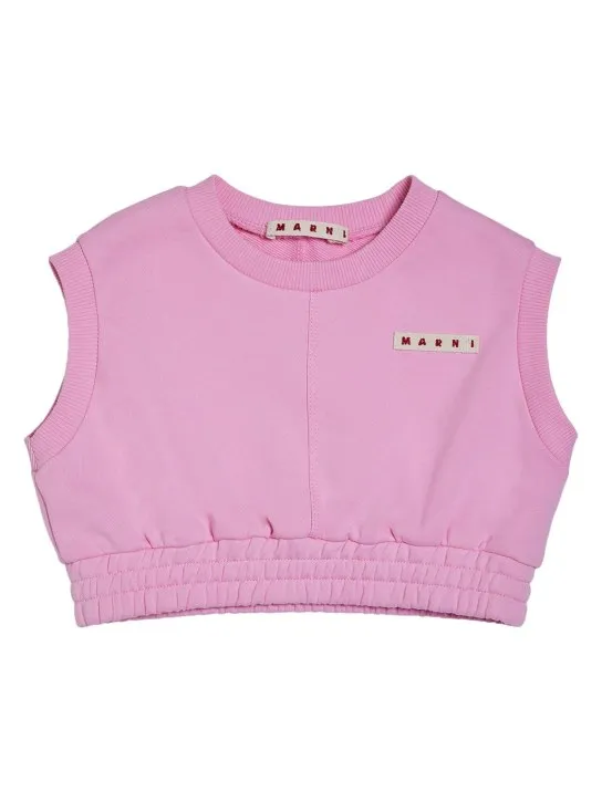 Marni Junior   Logo cotton crop sleeveless sweatshirt 