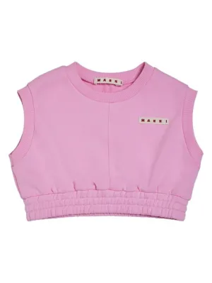 Marni Junior   Logo cotton crop sleeveless sweatshirt 