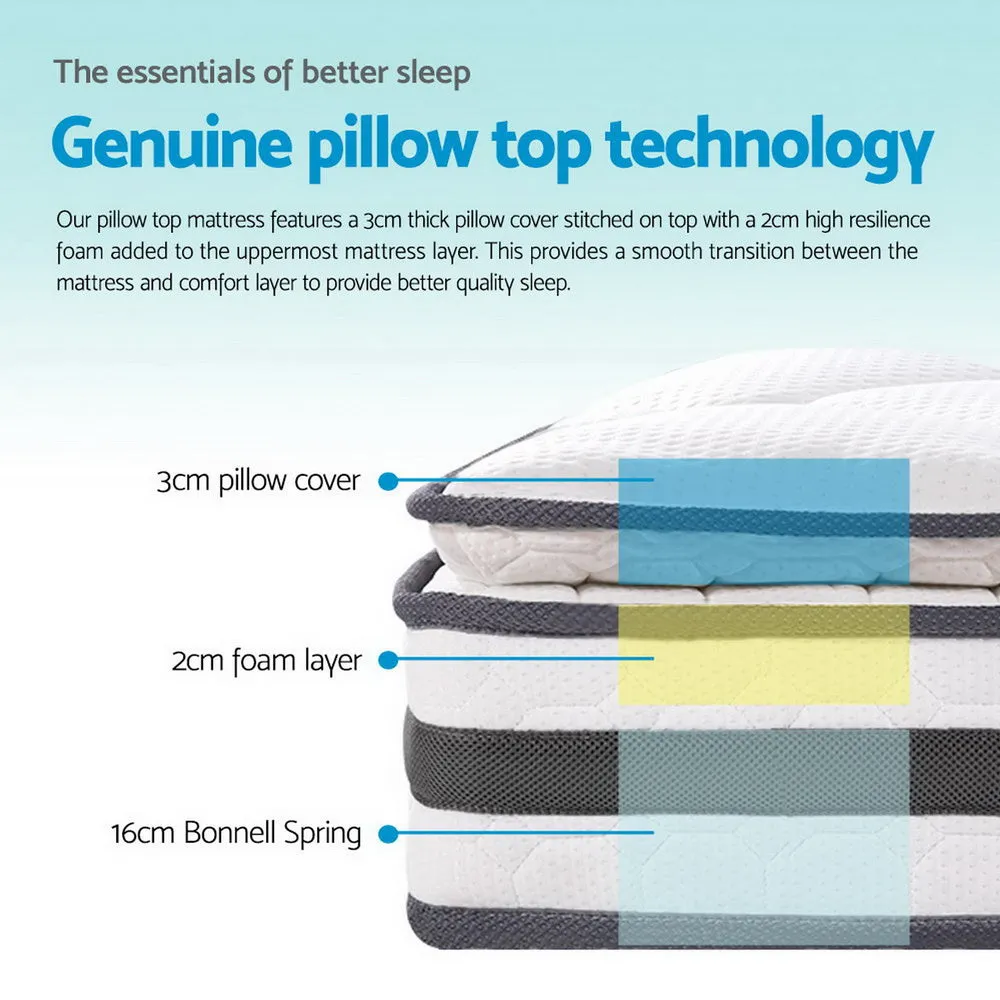 Medium-Firm 21cm Pillow Top King Mattress, Hypo-Allergenic - Giselle Bedding