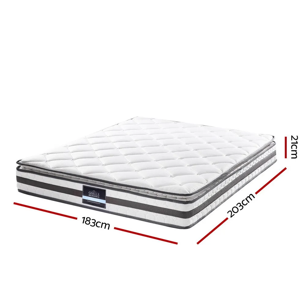 Medium-Firm 21cm Pillow Top King Mattress, Hypo-Allergenic - Giselle Bedding
