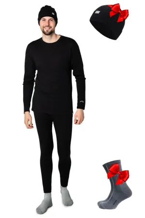 Men's Charcoal Grey Set   Black Beanie