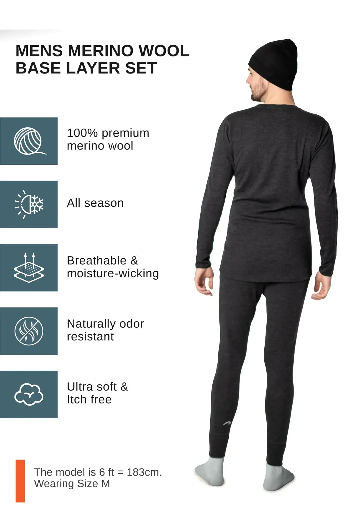 Men's Charcoal Grey Set   Black Beanie