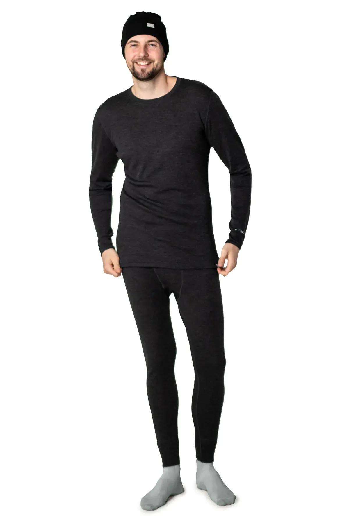 Men's Charcoal Grey Set   Black Beanie