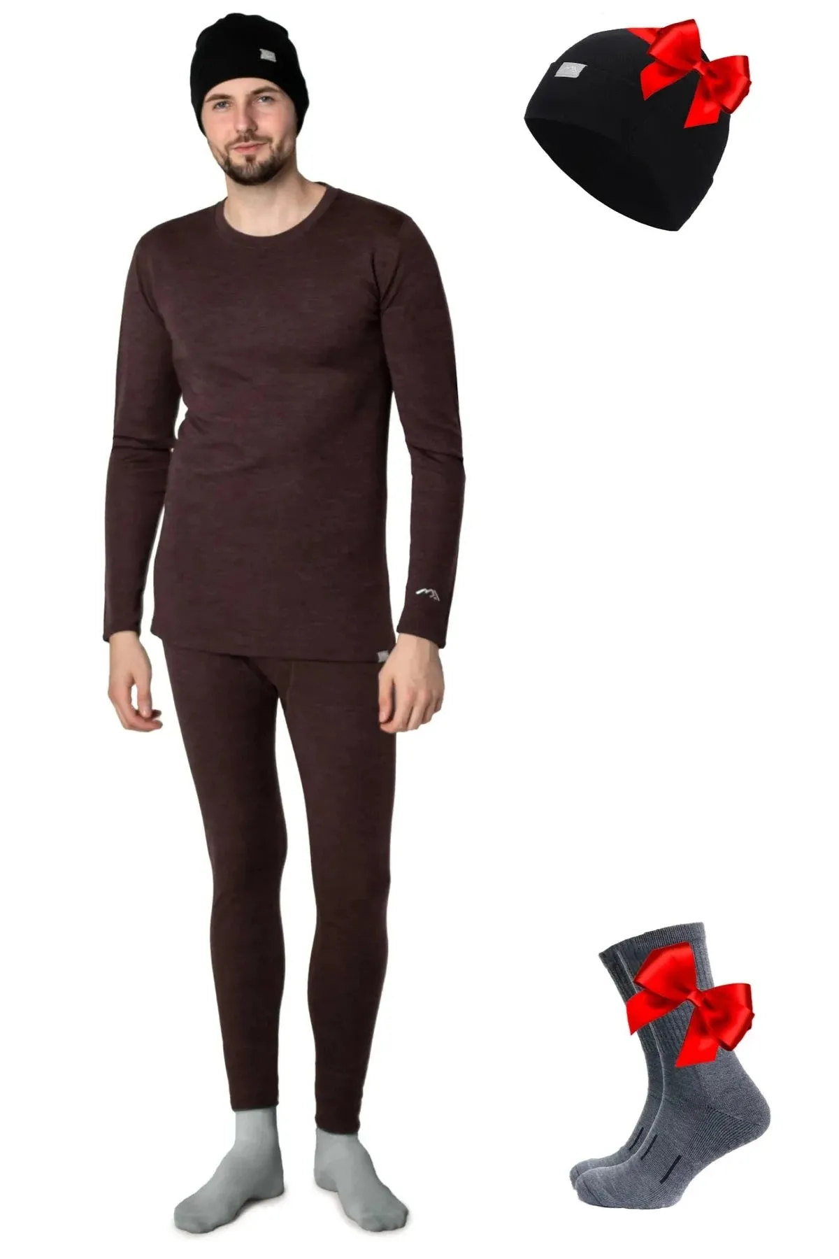 Men's Chocolate Set   Black Beanie