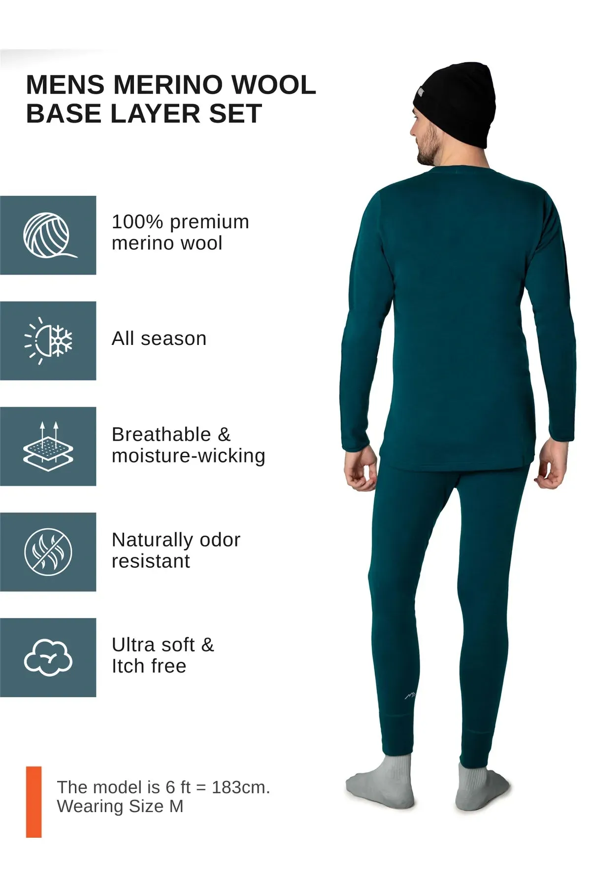 Men's Deep Teal Set   Black Beanie