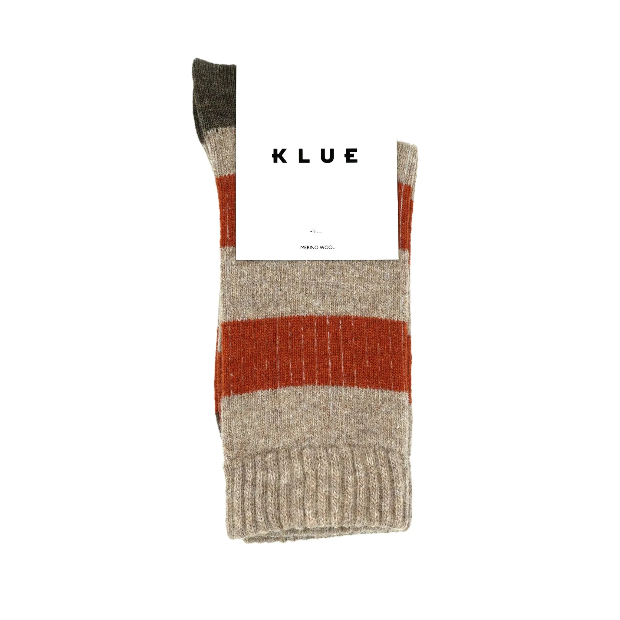 Merino Wool Beige & Rust Stripe Socks