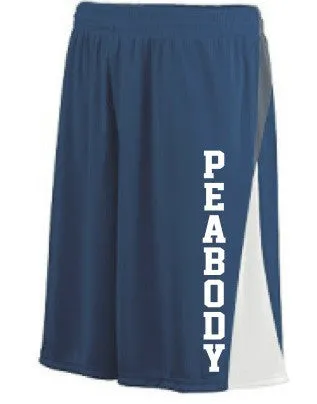 Moisture Wicking Shorts with Pockets <br>NAVY W/ WHITE & GRAY