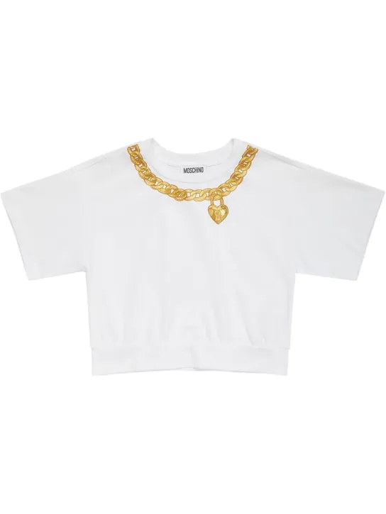 Moschino   Cotton jersey cropped t-shirt 