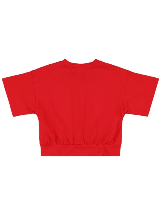 Moschino   Cotton jersey cropped t-shirt 
