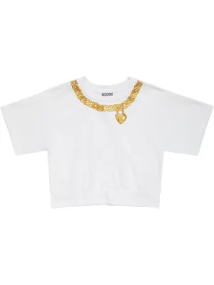 Moschino   Cotton jersey cropped t-shirt 