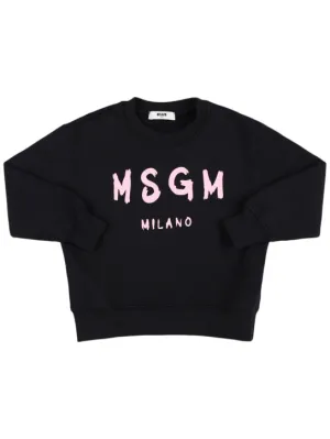 MSGM   Logo printed cotton sweatshirt 